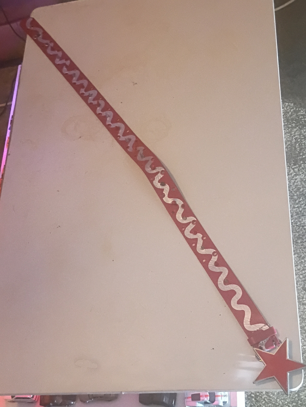 Red Star buckled Men's or Women's Rocker Belt - Two-Tone Red & Silver pizazz!